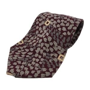 Austin Grey Neck Tie 100% Silk‎ Made In Italy Artsy Abstract Red